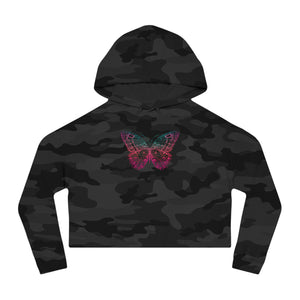 Pixelized Butterfly - Women’s Cropped Hooded Sweatshirt
