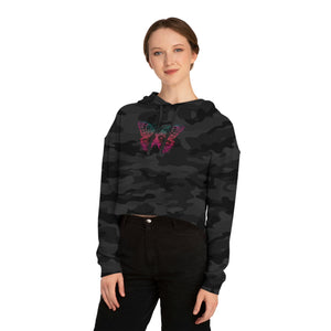 Pixelized Butterfly - Women’s Cropped Hooded Sweatshirt