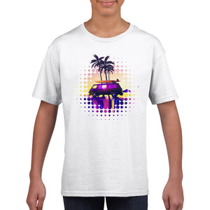 Synthwave Surfs Up - Classic Kids Crewneck T-shirt