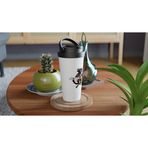 Grease Monkey - White 15oz Stainless Steel Travel Mug
