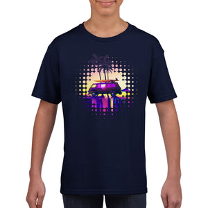 Synthwave Surfs Up - Classic Kids Crewneck T-shirt
