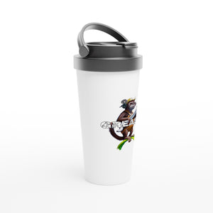 Grease Monkey - White 15oz Stainless Steel Travel Mug