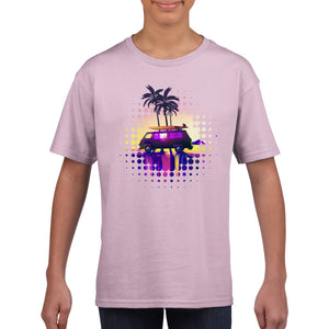Synthwave Surfs Up - Classic Kids Crewneck T-shirt